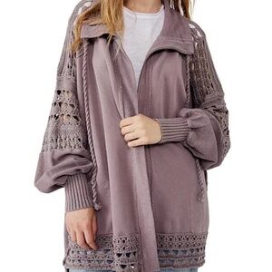 Free People Dune Bug Zip Up Knit Cotton Cardigan (Size M)